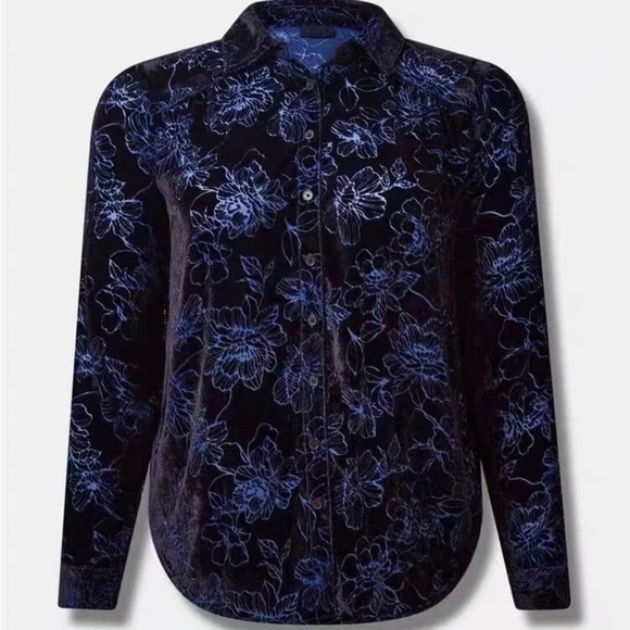 Torrid Tops - TORRID Madison Velvet Burnout Tunic Blouse in Purple and Black Size 6XL